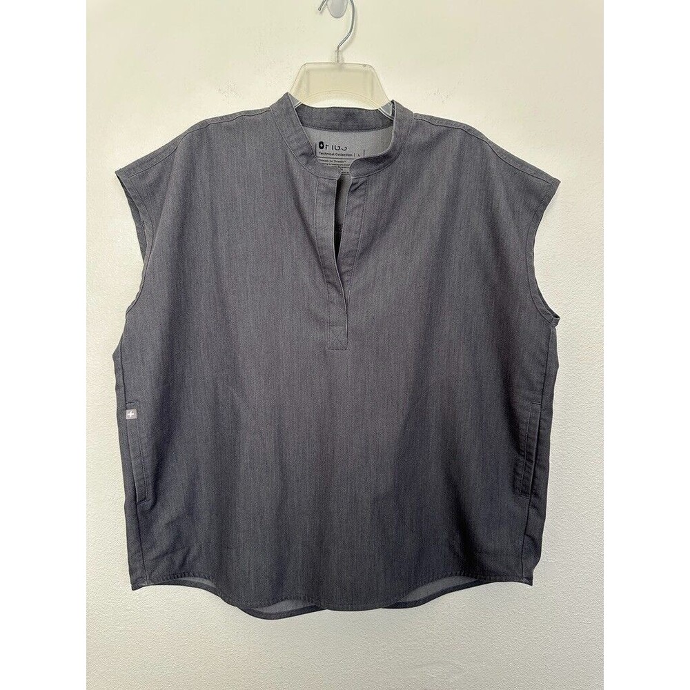 FIGS Rafaela Oversized Scrub Top Gray Sleeveless Medical Pockets Women's Small